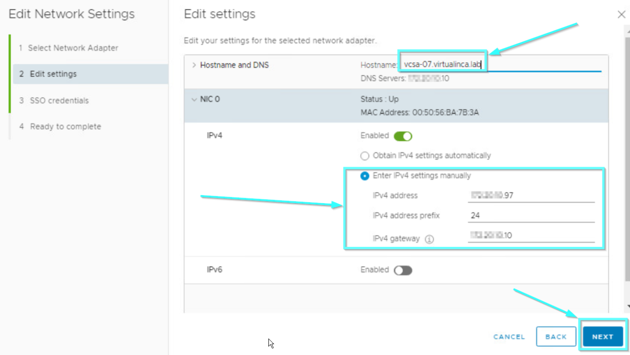 How to change the FQDN and IP address (PNID) of vCenter Server
